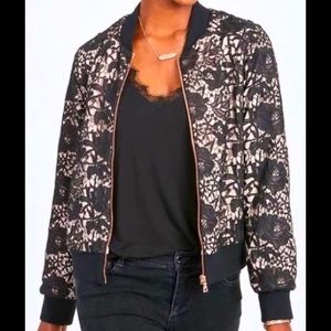Stella & Dot Danielle Lace & Satin Bomber Jacket